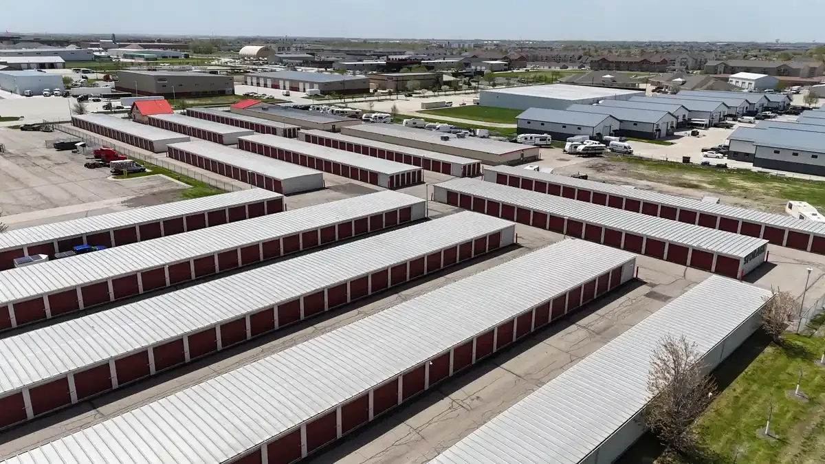 Aerial view of facility with drive up units